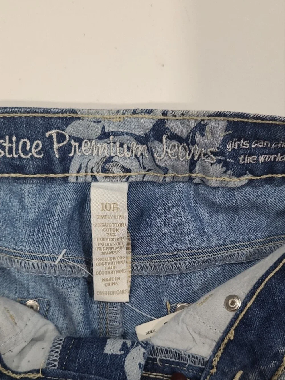 Justice Light Blue White Floral Skinny Jeans with Stud Accents Simply Low 10R